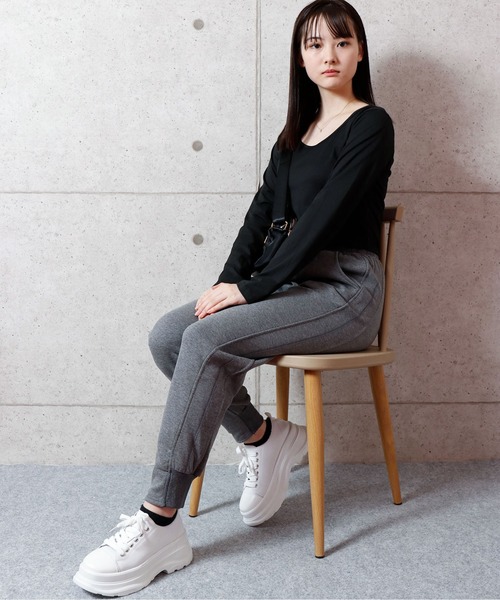 NinaetLina（ニナエリナ）の「クロップド丈長袖カットソー（Tシャツ/カットソー・レディース・エメラルド/ブラック/ブルー/グレー/ホワイト・M/L/XL）」の19枚目の写真