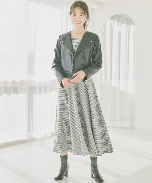 WILLSELECTION（ウィルセレクション）の「スプリングライダースジャケット（ライダースジャケット・レディース・ブラック/ベージュ/ピンク・MEDIUM）」の5枚目の写真