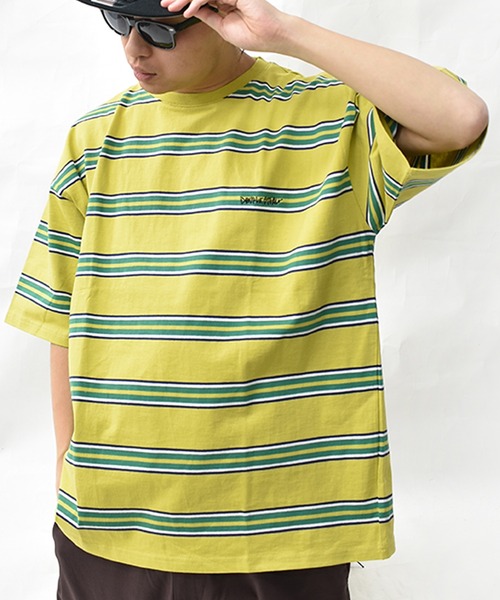 DOUBLE STEAL(ダブルスティール)の「DSボーダー Tシャツ(Tシャツ/カットソー・メンズ・オレンジ/ホワイト/ブラック/ネイビー・MEDIUM/LARGE/X-LARGE)」の4枚目の写真