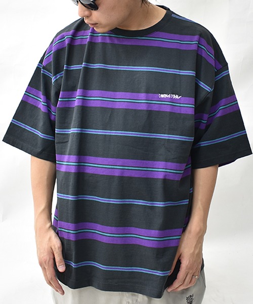 DOUBLE STEAL(ダブルスティール)の「DSボーダー Tシャツ(Tシャツ/カットソー・メンズ・オレンジ/ホワイト/ブラック/ネイビー・MEDIUM/LARGE/X-LARGE)」の2枚目の写真