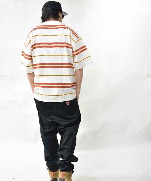 DOUBLE STEAL(ダブルスティール)の「DSボーダー Tシャツ(Tシャツ/カットソー・メンズ・オレンジ/ホワイト/ブラック/ネイビー・MEDIUM/LARGE/X-LARGE)」の14枚目の写真