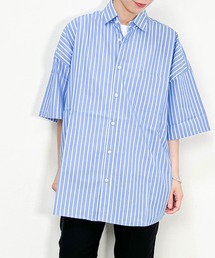 綿ブロード レギュラーカラー半袖シャツ レディース メンズ