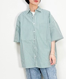 綿ブロード レギュラーカラー半袖シャツ レディース メンズ
