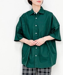 綿ブロード レギュラーカラー半袖シャツ レディース メンズ