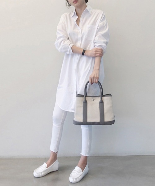 LOPASS（ロパス）の「オーバーサイズ　ロングシャツ（シャツ/ブラウス・レディース・ホワイト・L/M）」の5枚目の写真