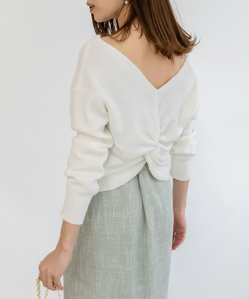 RANDA（ランダ）の「バックノットデザインカーデ（カーディガン/ボレロ・レディース・ホワイト/ベージュ/グレー・FREE）」の2枚目の写真