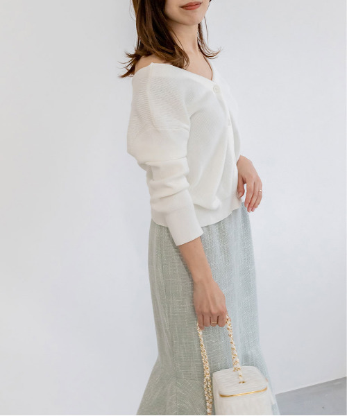 RANDA（ランダ）の「バックノットデザインカーデ（カーディガン/ボレロ・レディース・ホワイト/ベージュ/グレー・FREE）」の5枚目の写真