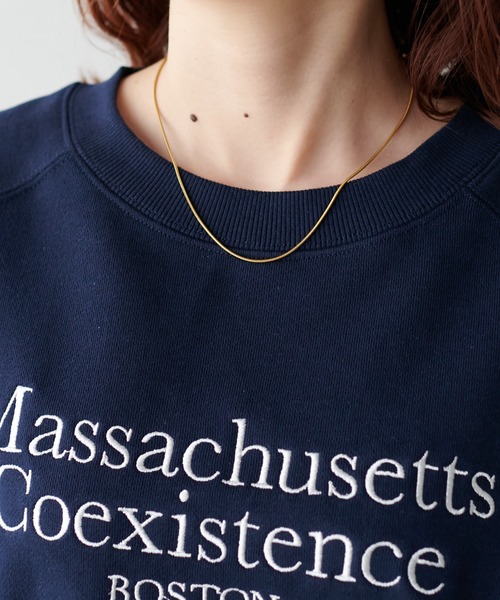 DISCOAT(ディスコート)の「刺繍ロゴショートラグラン半袖スウェット(スウェット・レディース・ネイビー/オフホワイト/チャコールグレー/ライトグレー・FREE)」の14枚目の写真