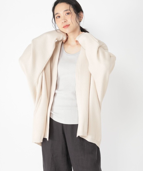 studio CLIP（スタディオクリップ）の「12ゲージコクーンニットアウター（カーディガン/ボレロ・レディース・アイボリー/ネイビー・FREE）」の2枚目の写真