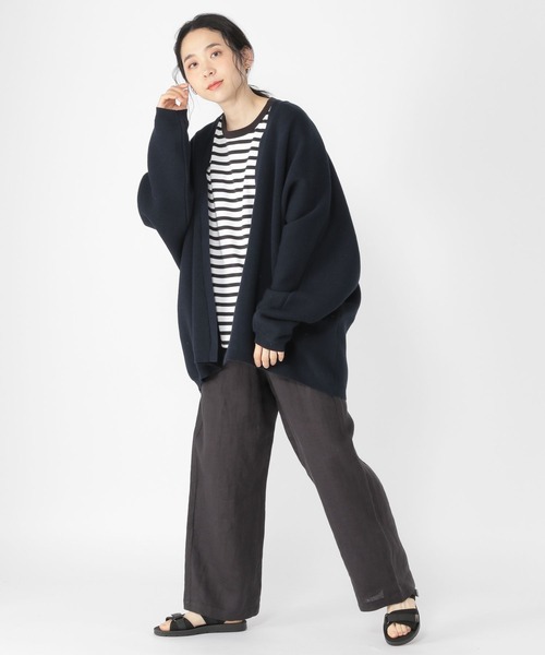 studio CLIP（スタディオクリップ）の「12ゲージコクーンニットアウター（カーディガン/ボレロ・レディース・アイボリー/ネイビー・FREE）」の7枚目の写真