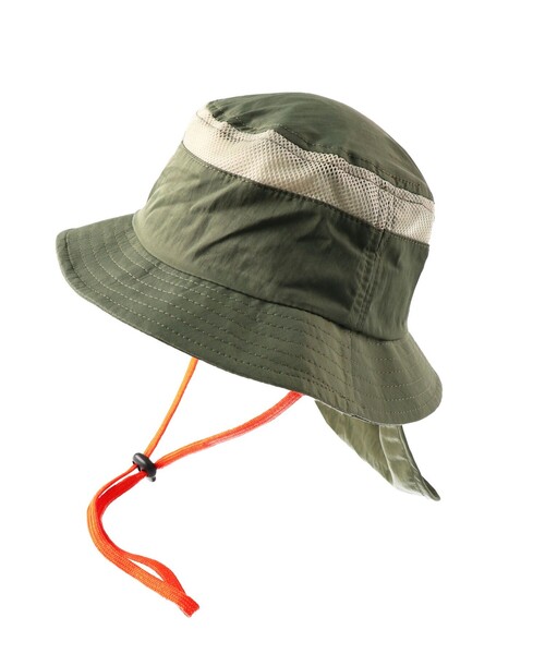 BRANSHES（ブランシェス）の「日よけ付きアウトドアハット（ハット・キッズ・カーキオリーブ/ベージュ/ピンク・54cm/50cm/52cm/56cm）」の3枚目の写真