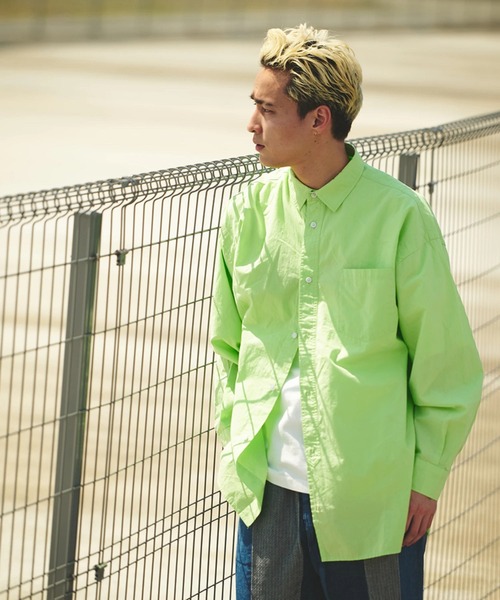 AOZORA（アオゾラ）の「AOZORA/アオゾラ　ダンプ釦スリットRGシャツ（シャツ/ブラウス・メンズ・イエロー/ネイビー/ホワイト・LARGE/MEDIUM）」の14枚目の写真