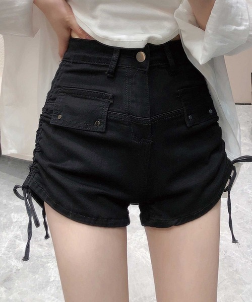 SPIGA（スピーガ）の「ｻｲﾄﾞｼｬｰﾘﾝｸﾞﾃﾞﾆﾑｼｮｰﾄﾊﾟﾝﾂ（デニムパンツ・レディース・ブルー/ブラック・SMALL/MEDIUM）」の3枚目の写真