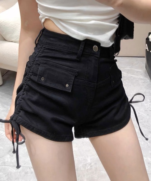 SPIGA（スピーガ）の「ｻｲﾄﾞｼｬｰﾘﾝｸﾞﾃﾞﾆﾑｼｮｰﾄﾊﾟﾝﾂ（デニムパンツ・レディース・ブルー/ブラック・SMALL/MEDIUM）」の10枚目の写真