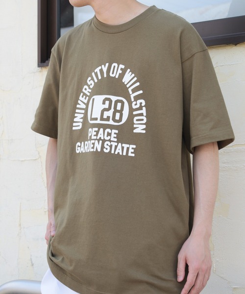 make a ray!（メイク ア レイ！）の「【別注】カレッジ & サークルロゴ デザインプリント ビッグシルエット半袖Ｔシャツ /オーバーサイズ/ユニセックス（Tシャツ/カットソー・メンズ・ホワイト/ホワイト系その他/ブラック系その他/オフホワイト/オリーブ/ブラック・M/L）」の8枚目の写真
