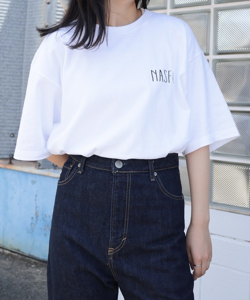 make a ray!（メイク ア レイ！）の「【別注】カレッジ & サークルロゴ デザインプリント ビッグシルエット半袖Ｔシャツ /オーバーサイズ/ユニセックス（Tシャツ/カットソー・メンズ・ホワイト/ホワイト系その他/ブラック系その他/オフホワイト/オリーブ/ブラック・M/L）」の18枚目の写真