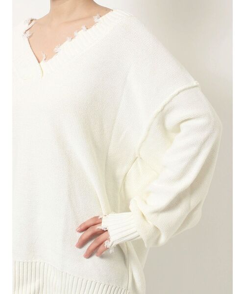 GYDA（ジェイダ）の「グラインダーVネックニットTOPS（ニット/セーター・レディース・チャコールグレー/ライトブルー/オフホワイト・FREE）」の21枚目の写真