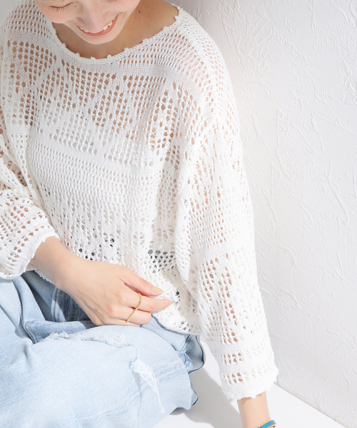 【新品】IENAホワイト ケーブルニット セーター フリーサイズ セール】Levi's/リーバイス ISABEL ケーブルニットセーター