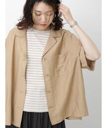 Samansa Mos2 blue | 開襟シャツ(シャツ/ブラウス)