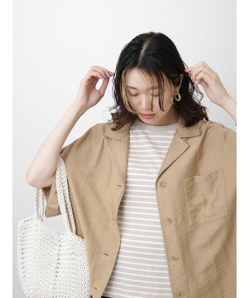 Samansa Mos2 blue（サマンサモスモスブルー）の「開襟シャツ（シャツ/ブラウス・レディース・ベージュ/ネイビー/カーキ・F）」の8枚目の写真