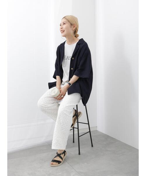 Samansa Mos2 blue（サマンサモスモスブルー）の「開襟シャツ（シャツ/ブラウス・レディース・ベージュ/ネイビー/カーキ・F）」の9枚目の写真