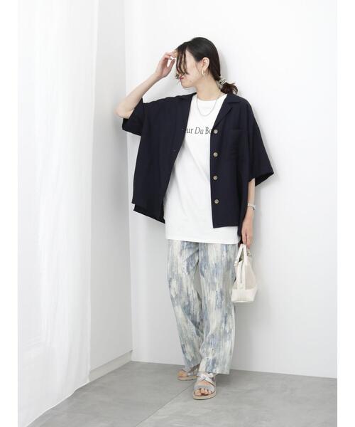 Samansa Mos2 blue（サマンサモスモスブルー）の「開襟シャツ（シャツ/ブラウス・レディース・ベージュ/ネイビー/カーキ・F）」の13枚目の写真