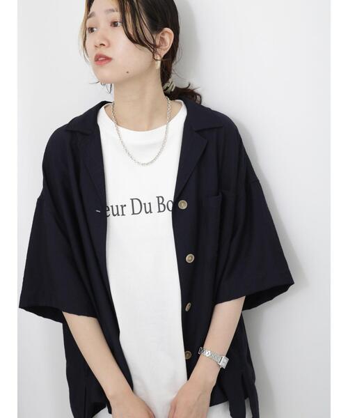 Samansa Mos2 blue（サマンサモスモスブルー）の「開襟シャツ（シャツ/ブラウス・レディース・ベージュ/ネイビー/カーキ・F）」の15枚目の写真