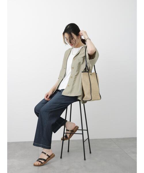Samansa Mos2 blue（サマンサモスモスブルー）の「開襟シャツ（シャツ/ブラウス・レディース・ベージュ/ネイビー/カーキ・F）」の18枚目の写真