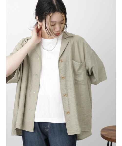 Samansa Mos2 blue（サマンサモスモスブルー）の「開襟シャツ（シャツ/ブラウス・レディース・ベージュ/ネイビー/カーキ・F）」の20枚目の写真