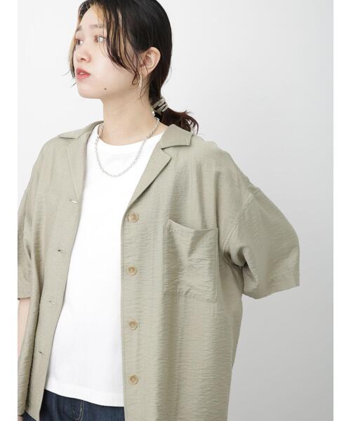 Samansa Mos2 blue（サマンサモスモスブルー）の「開襟シャツ（シャツ/ブラウス・レディース・ベージュ/ネイビー/カーキ・F）」の21枚目の写真