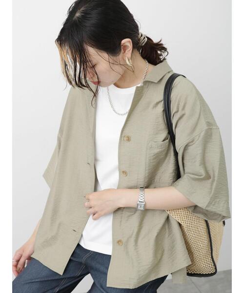 Samansa Mos2 blue（サマンサモスモスブルー）の「開襟シャツ（シャツ/ブラウス・レディース・ベージュ/ネイビー/カーキ・F）」の22枚目の写真