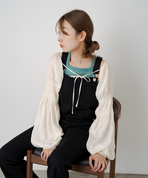 Kastane（カスタネ）の「【サイズ展開あり】スリムフレアサロペット（サロペット/オーバーオール・レディース・ブラック/ブルー・0/1）」の11枚目の写真