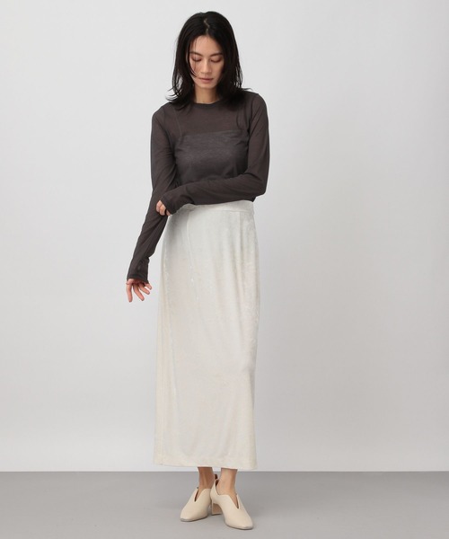 A part by(アパートバイ)の「ストレッチベロアナロースカート(スカート・レディース・グレー系その他4/オフホワイト/ブラック・FREE/SMALL)」の7枚目の写真