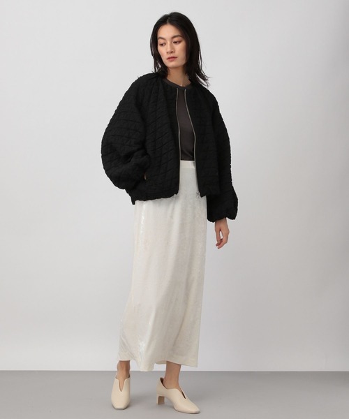 A part by(アパートバイ)の「ストレッチベロアナロースカート(スカート・レディース・グレー系その他4/オフホワイト/ブラック・FREE/SMALL)」の10枚目の写真