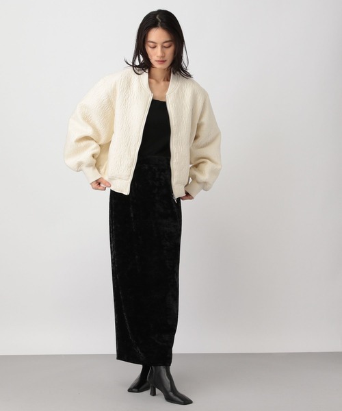 ほほ　crewreストレッチベロアストレートスカート　cloud gray crewre online shop / ストレッチベロアストレートスカート