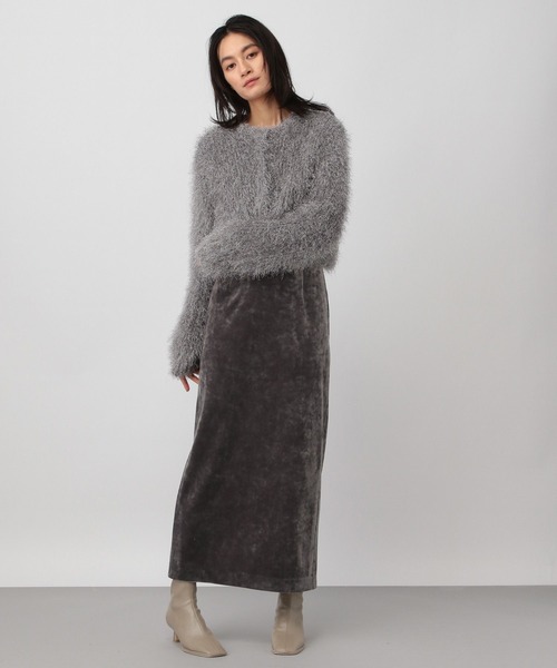 A part by(アパートバイ)の「ストレッチベロアナロースカート(スカート・レディース・グレー系その他4/オフホワイト/ブラック・FREE/SMALL)」の15枚目の写真