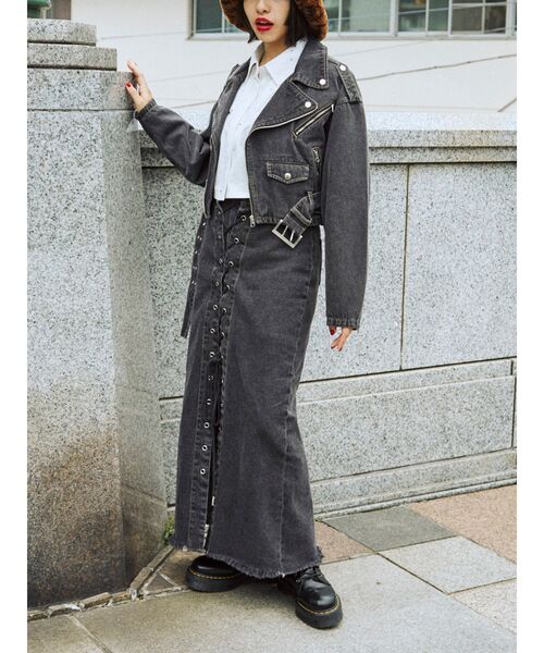 jouetie（ジュエティ）の「フロントレースアップデニムスカパン【セットアップ対応】（デニムパンツ・レディース・ライトブルー/ブラック・SMALL/MEDIUM）」の12枚目の写真