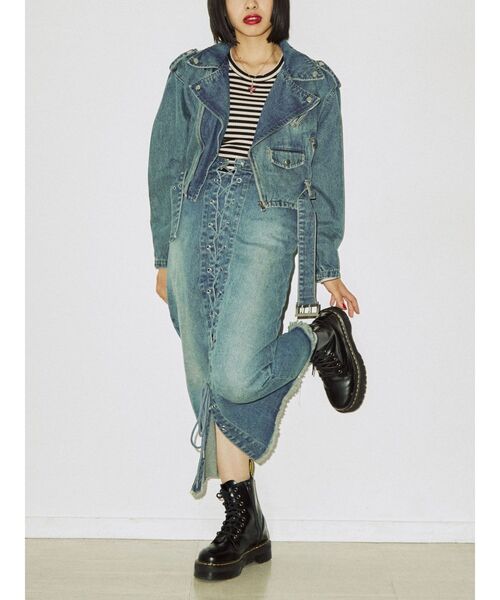 jouetie（ジュエティ）の「フロントレースアップデニムスカパン【セットアップ対応】（デニムパンツ・レディース・ライトブルー/ブラック・SMALL/MEDIUM）」の17枚目の写真