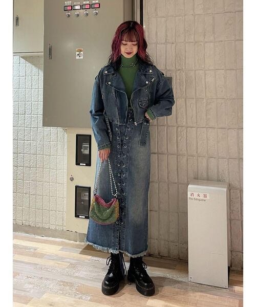 jouetie（ジュエティ）の「フロントレースアップデニムスカパン【セットアップ対応】（デニムパンツ・レディース・ライトブルー/ブラック・SMALL/MEDIUM）」の18枚目の写真