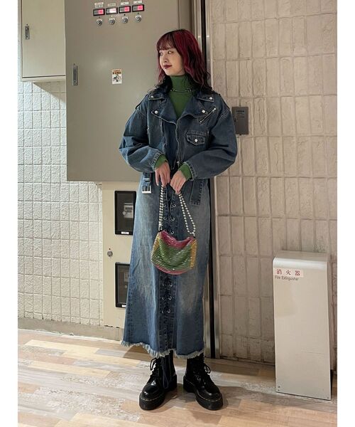 jouetie（ジュエティ）の「フロントレースアップデニムスカパン【セットアップ対応】（デニムパンツ・レディース・ライトブルー/ブラック・SMALL/MEDIUM）」の19枚目の写真