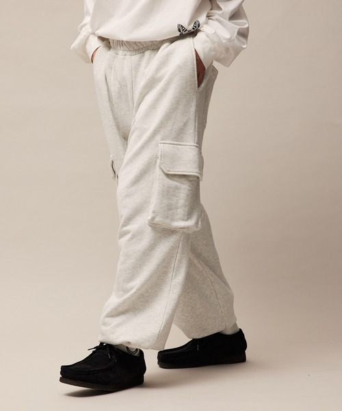 re_k by JUNRED（レクバイジュンレッド）の「re_k by JUNRED / ワイドカーゴスウェットパンツ（カーゴパンツ・メンズ・グリーン/チャコールグレー/ライトグレー・S/M/L）」の20枚目の写真