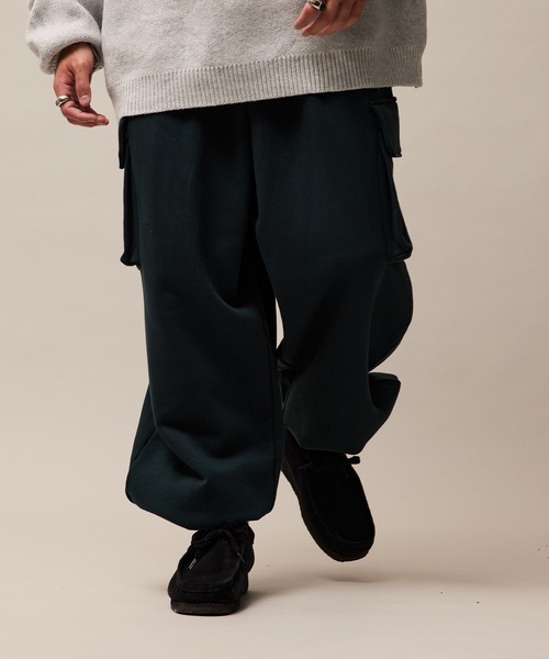 re_k by JUNRED（レクバイジュンレッド）の「re_k by JUNRED / ワイドカーゴスウェットパンツ（カーゴパンツ・メンズ・グリーン/チャコールグレー/ライトグレー・S/M/L）」の7枚目の写真
