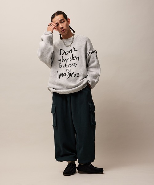 re_k by JUNRED（レクバイジュンレッド）の「re_k by JUNRED / ワイドカーゴスウェットパンツ（カーゴパンツ・メンズ・グリーン/チャコールグレー/ライトグレー・S/M/L）」の5枚目の写真