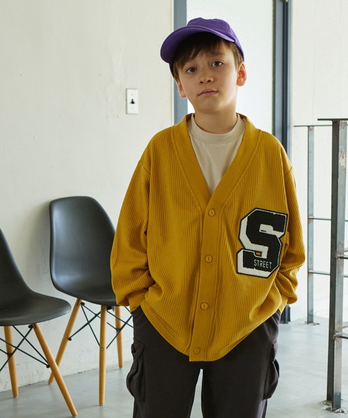 PAIRMANON STREET（ペアマノンストリート）の「【PAIRMANON STREET】サガラワッペン付き ワッフル カーディガン（カーディガン/ボレロ・キッズ・イエロー/ブラック/レッド/パープル系その他・100/120/110/90/140/130/150）」の4枚目の写真