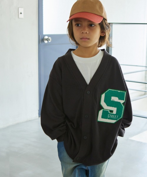 PAIRMANON STREET（ペアマノンストリート）の「【PAIRMANON STREET】サガラワッペン付き ワッフル カーディガン（カーディガン/ボレロ・キッズ・イエロー/ブラック/レッド/パープル系その他・100/120/110/90/140/130/150）」の2枚目の写真