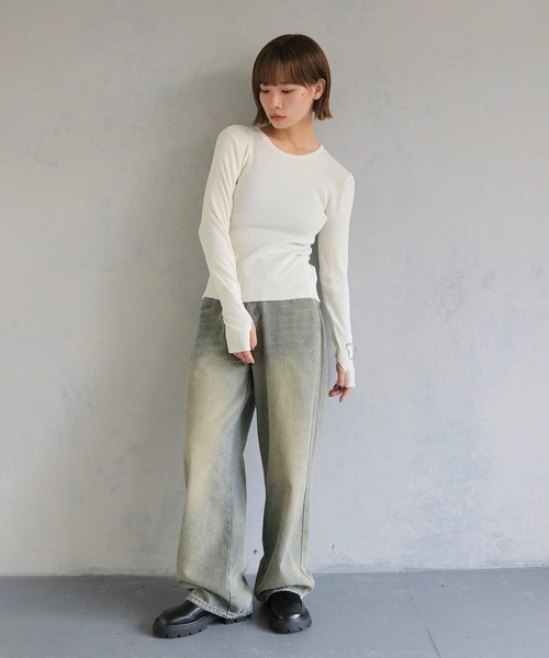 cheriella(シェリエラ)の「【cheriella】WEB限定バックオープンスリットリブニット WEB LIMITED BACK OPEN SLIT RIB KNIT(ニット/セーター・レディース・ダークブルー/アイボリー/ダークグレー/ブラック/ダークグリーン・M)」の15枚目の写真