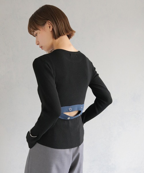 cheriella(シェリエラ)の「【cheriella】WEB限定バックオープンスリットリブニット WEB LIMITED BACK OPEN SLIT RIB KNIT(ニット/セーター・レディース・ダークブルー/アイボリー/ダークグレー/ブラック/ダークグリーン・M)」の20枚目の写真