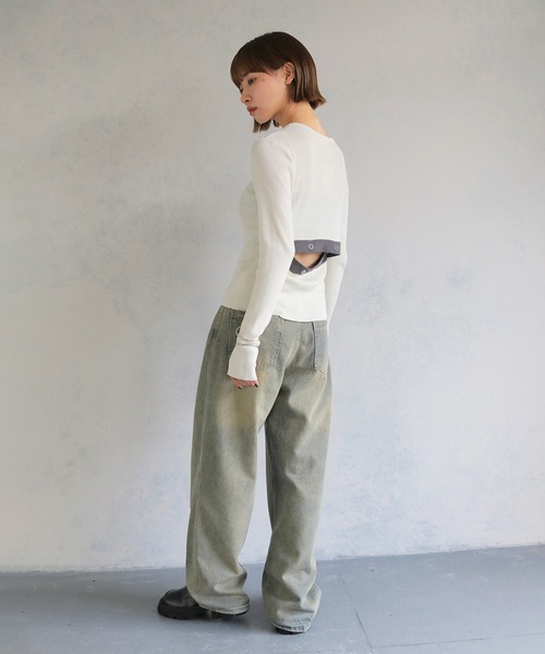 cheriella(シェリエラ)の「【cheriella】WEB限定バックオープンスリットリブニット WEB LIMITED BACK OPEN SLIT RIB KNIT(ニット/セーター・レディース・ダークブルー/アイボリー/ダークグレー/ブラック/ダークグリーン・M)」の17枚目の写真