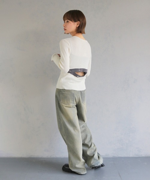 cheriella(シェリエラ)の「【cheriella】WEB限定バックオープンスリットリブニット WEB LIMITED BACK OPEN SLIT RIB KNIT(ニット/セーター・レディース・ダークブルー/アイボリー/ダークグレー/ブラック/ダークグリーン・M)」の18枚目の写真