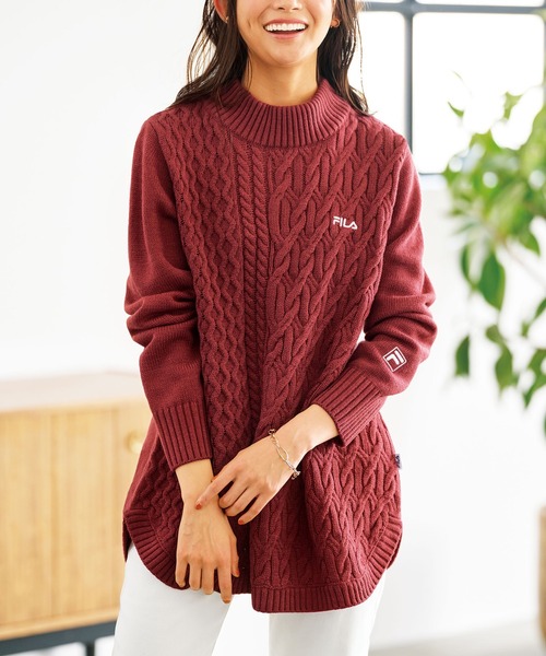 FILA（フィラ）の「＜FILA＞ケーブル柄ニットチュニック